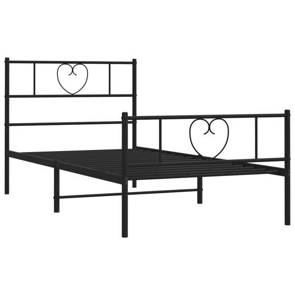 vidaXL Cadre de lit m&eacute;tal sans matelas avec pied de lit noir 80x200 cm
