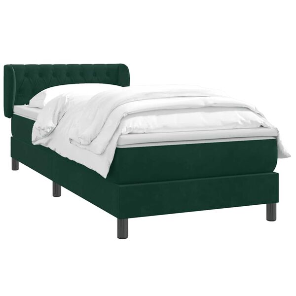 vidaXL Sommier &agrave; lattes de lit et matelas vert fonc&eacute; 80x220 cm velours