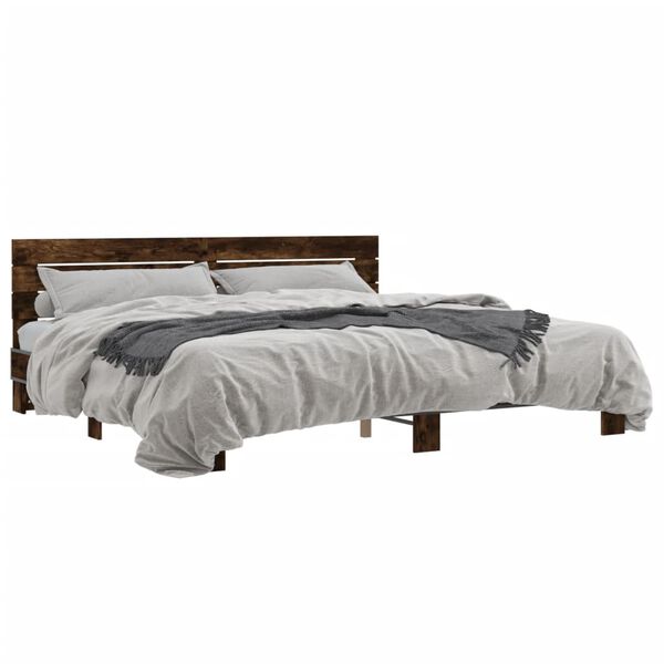 vidaXL Cadre de lit sans matelas ch&ecirc;ne fum&eacute; 200x200 cm