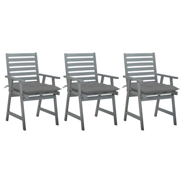vidaXL Chaises &agrave; manger d'ext&eacute;rieur lot de 3 et coussins Acacia massif