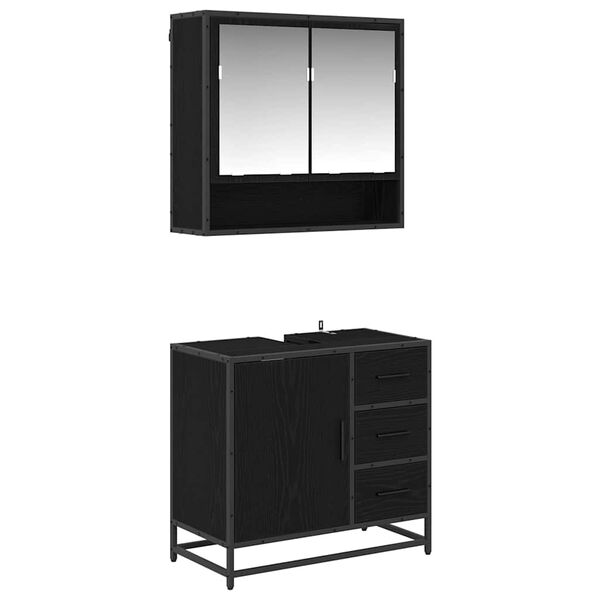 vidaXL Ensemble de mobilier de salle de bain 2 pcs Ch&ecirc;ne noir