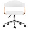 vidaXL Chaise pivotante de bureau Blanc Bois courbé et similicuir