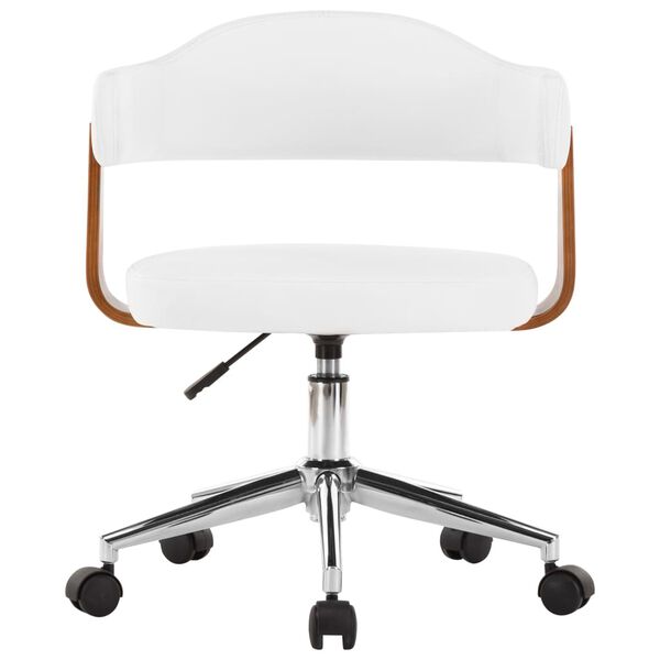 vidaXL Chaise pivotante de bureau Blanc Bois courbé et similicuir
