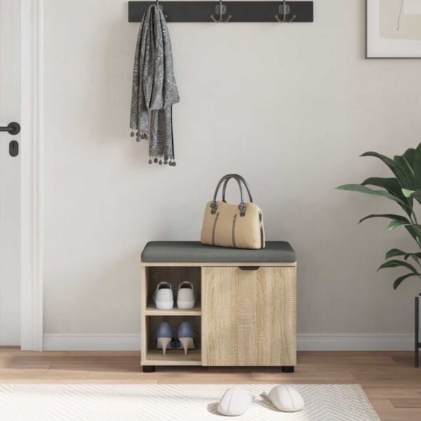 vidaXL Banc d'entr&eacute;e avec coussin Ch&ecirc;ne Sonoma 60 x 38 x 46 cm