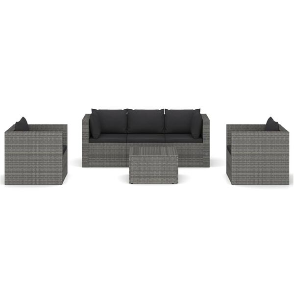 vidaXL Salon de jardin 4 pcs avec coussins r&eacute;sine tress&eacute;e gris