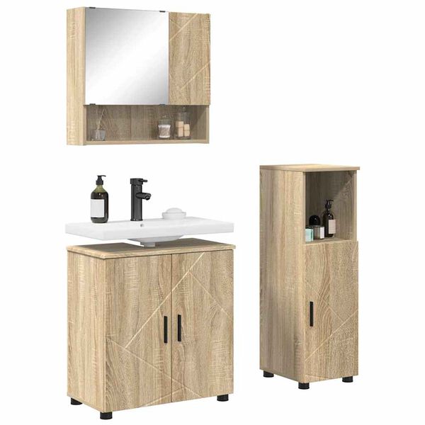 vidaXL Ensemble de mobilier de salle de bain 3 pcs Ch&ecirc;ne Sonoma