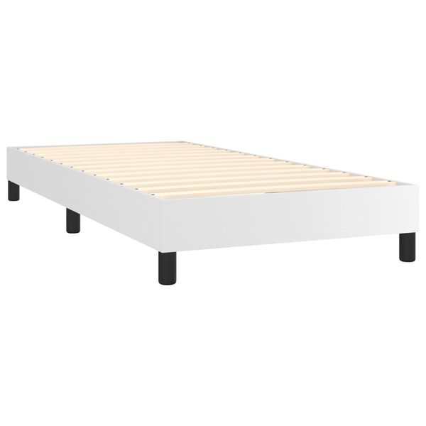 vidaXL Sommier &agrave; lattes de lit avec matelas Blanc 90x200 cm Similicuir