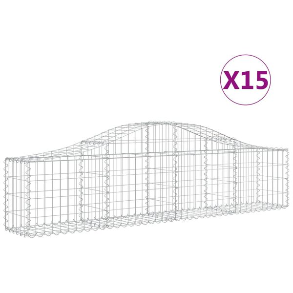 vidaXL Paniers &agrave; gabions arqu&eacute;s 15 pcs 200x30x40/60 cm Fer galvanis&eacute;