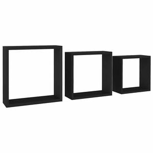 vidaXL Étagères murales sous forme de cube 3 pcs Noir MDF