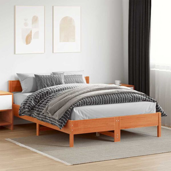 vidaXL Cadre de lit sans matelas cire marron 160x200cm bois pin massif
