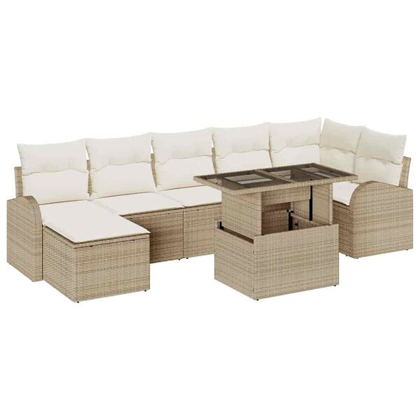 vidaXL Ensemble de canap&eacute; de jardin 8 pcs Beige et cr&egrave;me polyrotin