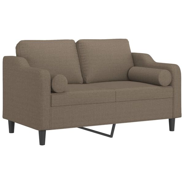 vidaXL Canap&eacute; 2 places et oreillers et coussins Taupe 120 cm Tissu