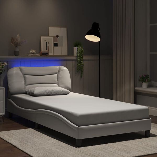 vidaXL Cadre de lit avec LED sans matelas Hvar blanc 100x203 cm