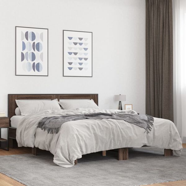 vidaXL Cadre de lit sans matelas chêne marron 150x200 cm