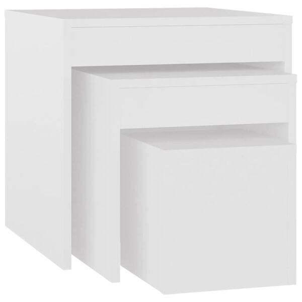 vidaXL Tables gigognes 3 pcs Blanc Aggloméré
