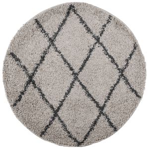 vidaXL Tapis shaggy &agrave; poils longs moderne beige et anthracite &Oslash; 160 cm