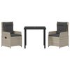 vidaXL Ensemble de salle &agrave; manger pour jardin 3 pcs Gris clair