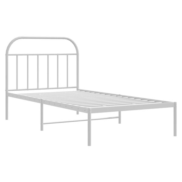 vidaXL Cadre de lit m&eacute;tal sans matelas et t&ecirc;te de lit blanc 107x203 cm