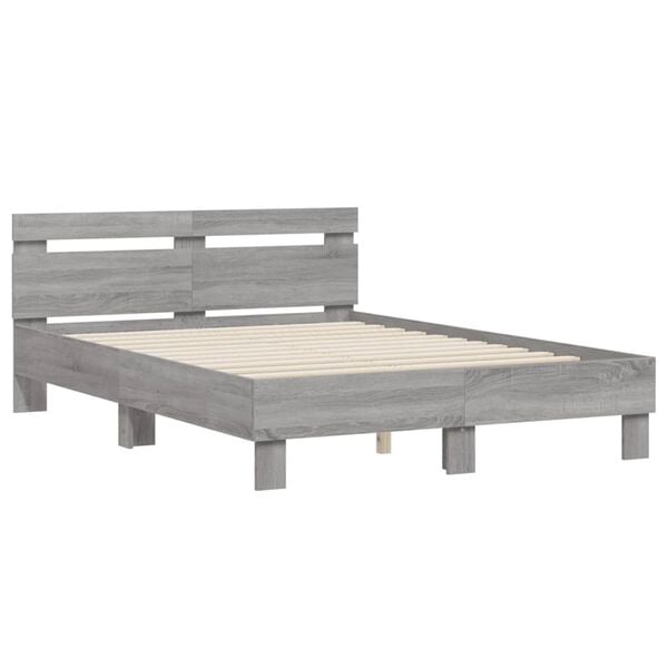 vidaXL Cadre de lit sans matelas sonoma gris 135x190 cm