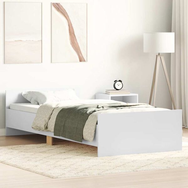 vidaXL Cadre de lit sans matelas blanc 100x200 cm bois d'ing&eacute;nierie