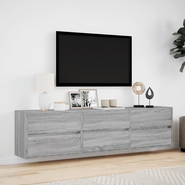 vidaXL Meuble TV mural avec LED sonoma gris 180x31x45 cm