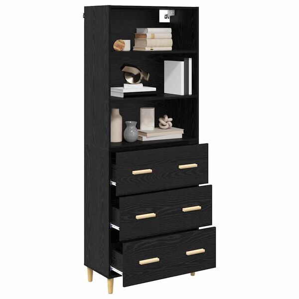 vidaXL Haut Armoire Ch&ecirc;ne noir 69,5 x 32,5 x 180 cm Bois d'ing&eacute;nierie