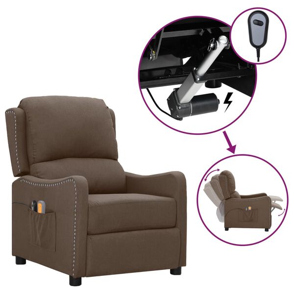 vidaXL Fauteuil &eacute;lectrique de massage Taupe Tissu