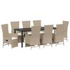 vidaXL Ensemble de salle &agrave; manger pour jardin 9 pcs Beige polyrotin