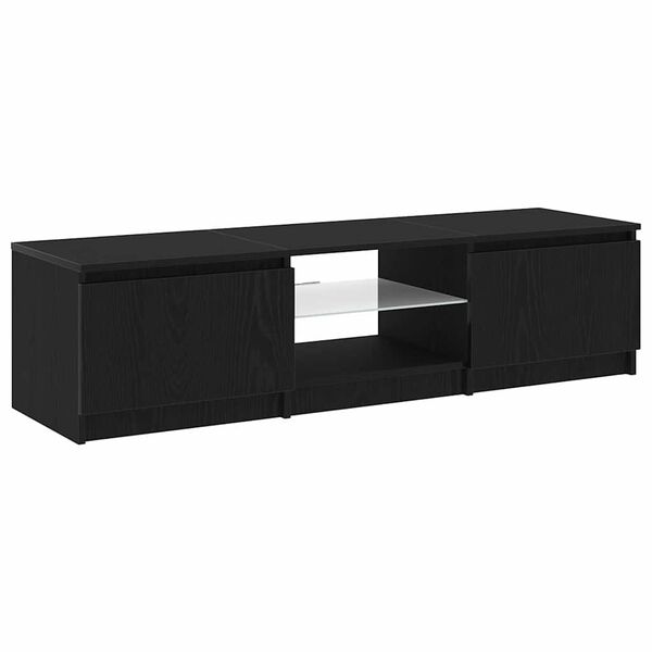 vidaXL Meuble TV Ch&ecirc;ne noir 140 x 38,5 x 36 cm Bois d'ing&eacute;nierie