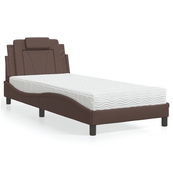 vidaXL Lit Viana avec matelas marron 90x200 cm similicuir