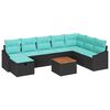 vidaXL Ensemble de canap&eacute; de jardin 9 pc Noir polyrotin