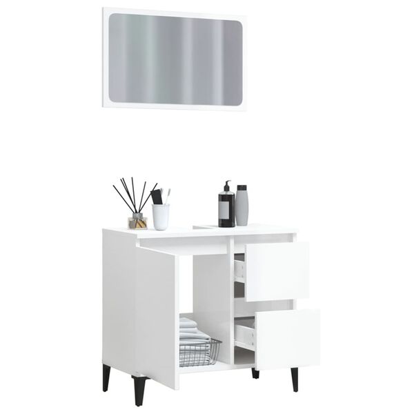 vidaXL Ensemble de meubles de salle de bain 2 pcs blanc brillant