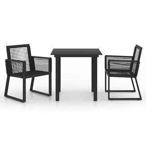 vidaXL Ensemble &agrave; manger d'ext&eacute;rieur 3 pcs Rotin PVC Noir