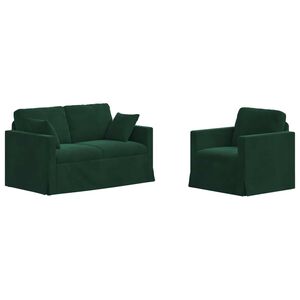 vidaXL Canap&eacute; 2 pcs Vert fonc&eacute; 138 x 78 x 80 cm Velours