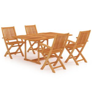 vidaXL Ensemble &agrave; manger de jardin 5 pcs Bois de teck massif