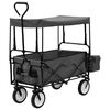 vidaXL Chariot &agrave; main pliable avec toit Acier Gris
