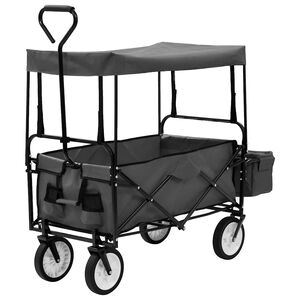 vidaXL Chariot &agrave; main pliable avec toit Acier Gris