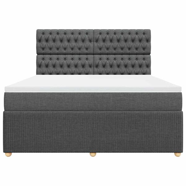 vidaXL Sommier &agrave; lattes de lit avec matelas Gris fonc&eacute; 180x200cm Tissu