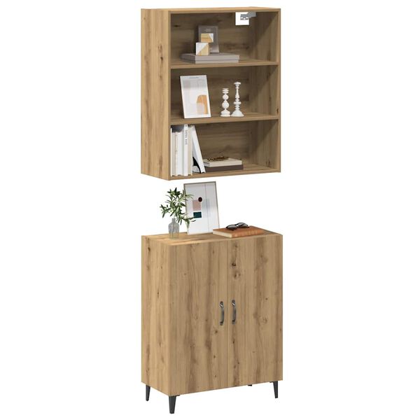 vidaXL Buffet avec armoire murale ch&ecirc;ne artisanal bois d'ing&eacute;nierie