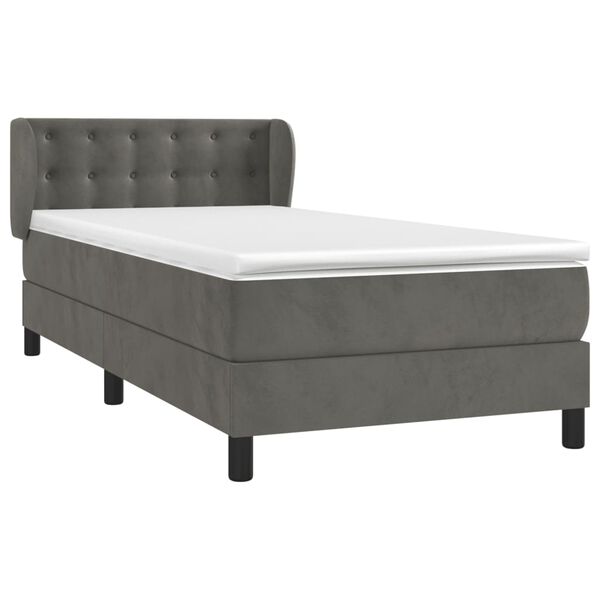 vidaXL Sommier &agrave; lattes de lit et matelas Gris fonc&eacute; 80x200 cm Velours