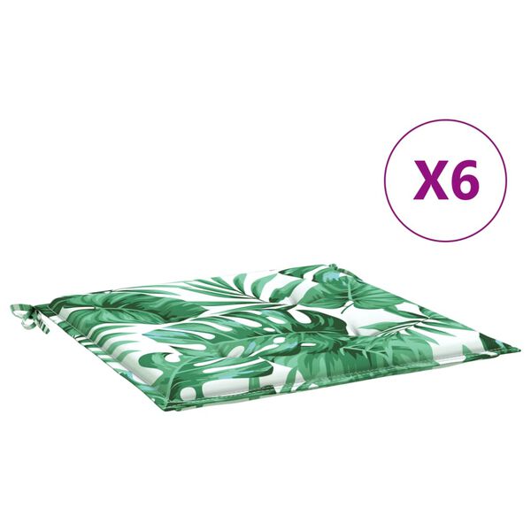 vidaXL Coussins de chaise lot de 6 motif de feuilles 50x50x4 cm tissu