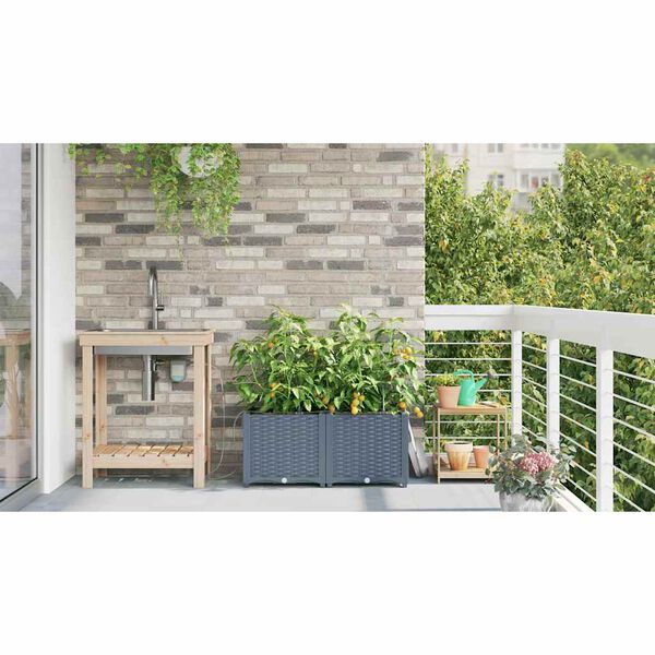 vidaXL Cache-pot de jardin 2 pcs Gris Clair Acier