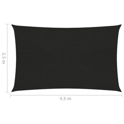 vidaXL Voile d'ombrage 160 g/m² Noir 2,5x4,5 m PEHD