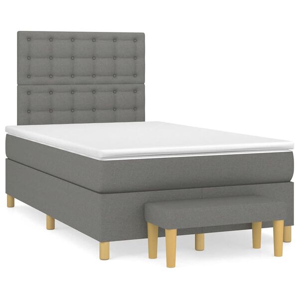 vidaXL Sommier &agrave; lattes de lit avec matelas gris fonc&eacute; 120x190cm tissu