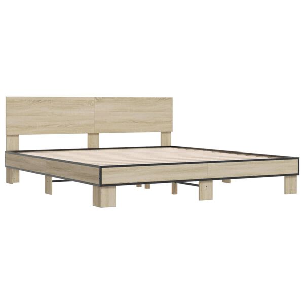 vidaXL Cadre de lit sans matelas ch&ecirc;ne sonoma 200x200 cm