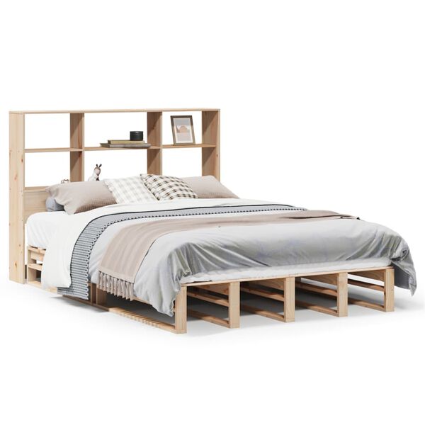 vidaXL Lit biblioth&egrave;que sans matelas 150x200 cm bois massif