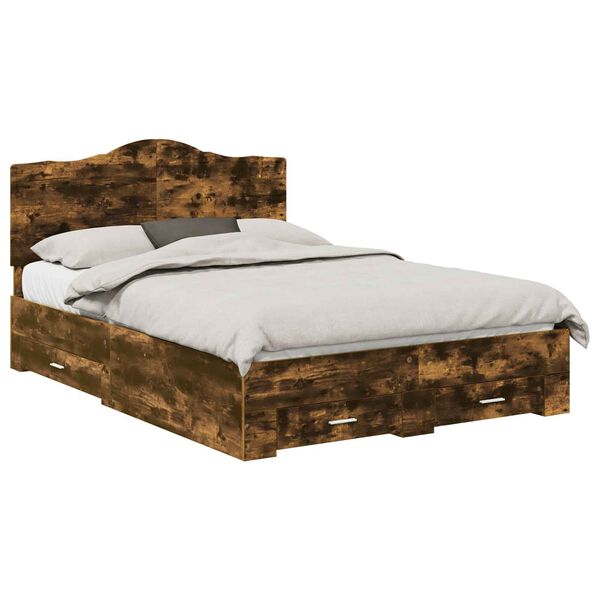 vidaXL Cadre de lit Ch&ecirc;ne fum&eacute; 140 x 190 cm Bois d'ing&eacute;nierie