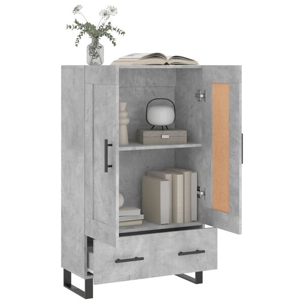 vidaXL Buffet haut gris béton 69,5x31x115 cm bois d'ingénierie