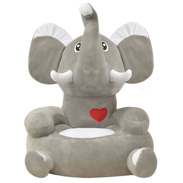 vidaXL Chaise en peluche pour enfants &Eacute;l&eacute;phant gris