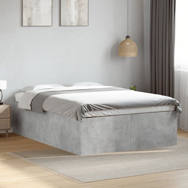 vidaXL Cadre de lit sans matelas gris b&eacute;ton 135x190 cm